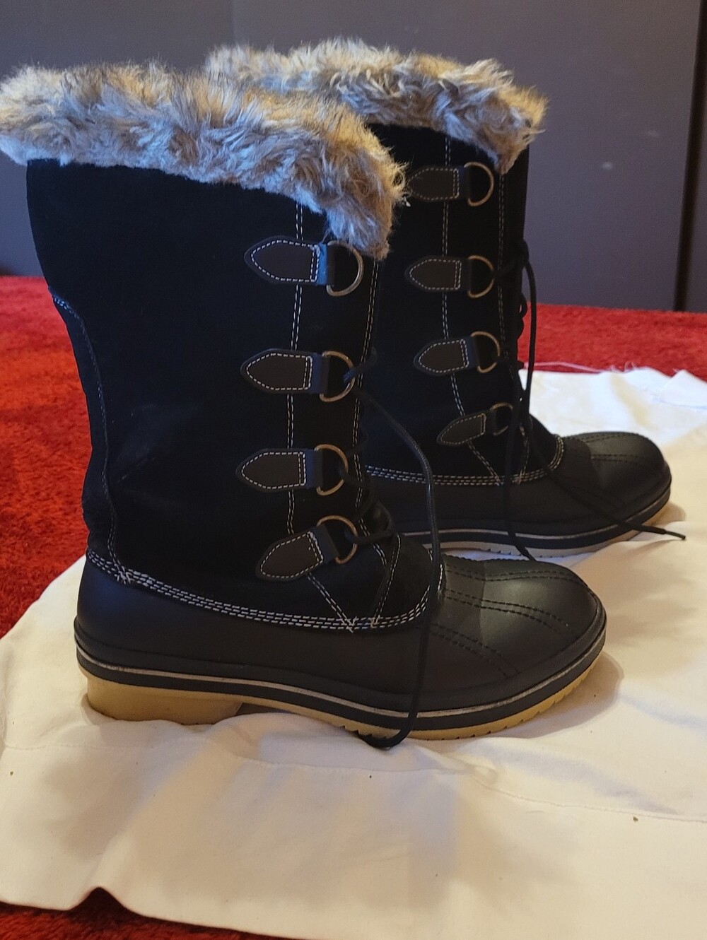 outback leather black snow boots size 10